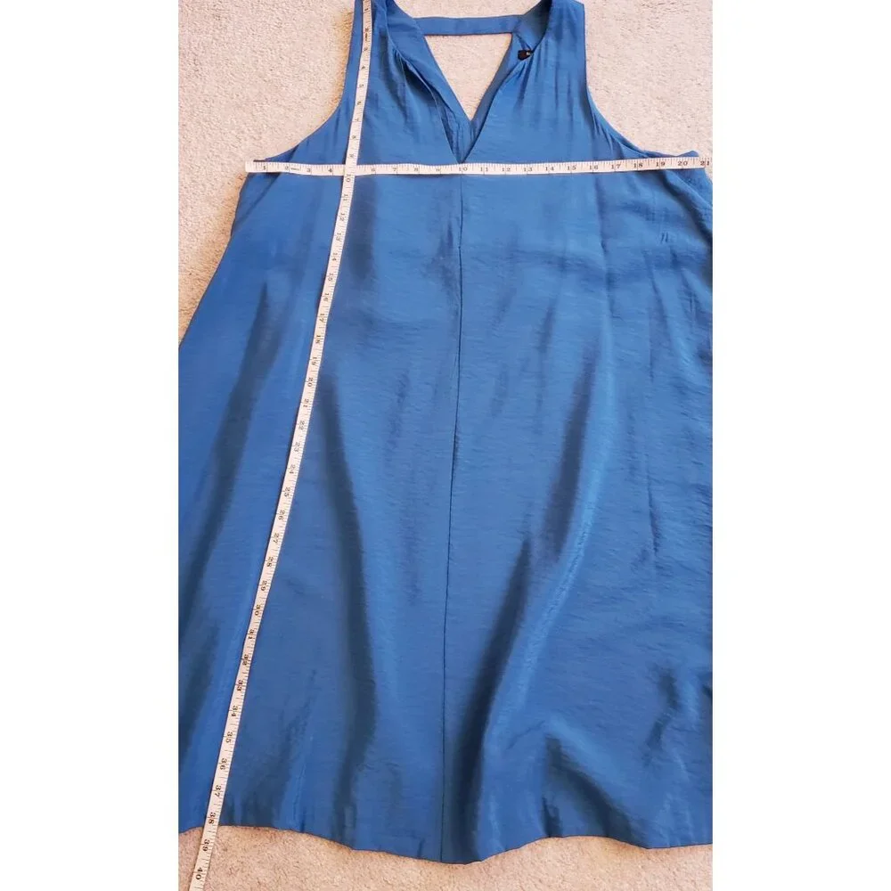 Banana Republic Factory Blue Lightweight A-Line V Neck Dress Size L NWT